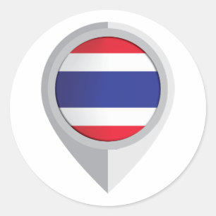 Thailand Pin Location Flag Classic Round Sticker