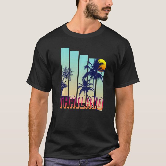 Thailand Retro Vintage Style Palm Tree T-Shirt (Front)