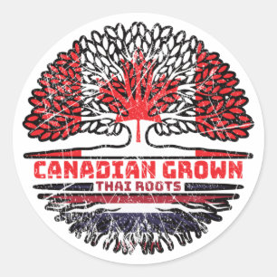 Thailand Thai Canadian Canada Tree Roots Flag Classic Round Sticker
