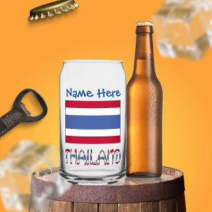 Thailand Thai Flag Blue Personalized Can Glass