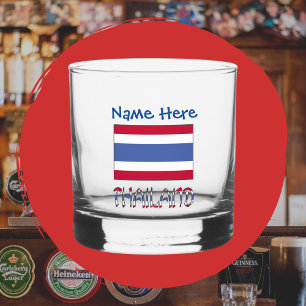 Thailand Thai Flag Blue Personalized Whiskey Glass