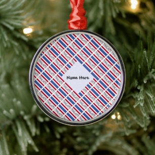 Thailand Thai Flag Tiled Personalized Metal Ornament