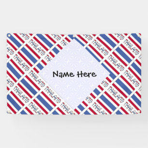 Thailand Thai Flag Tiled Personalized Name  Banner