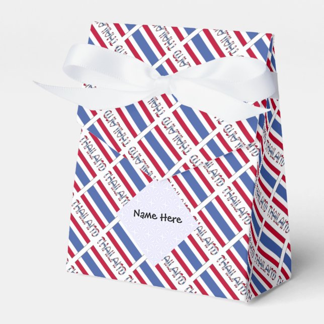 Thailand Thai Flag Tiled Personalized Name  Favor Box (Front Side)