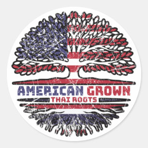 Thailand Thai US American USA United States Tree Classic Round Sticker