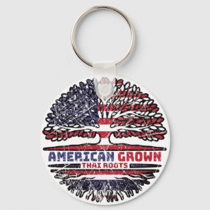 Thailand Thai US American USA United States Tree Keychain