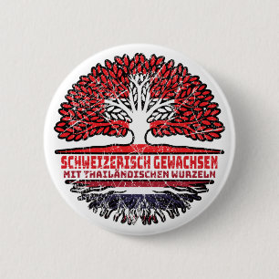 Thailand Thailändisch Schweizer Schweiz Baum 2 Inch Round Button