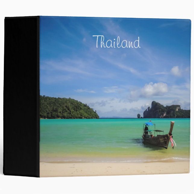 Thailand Travel Beach Photo with Fishing Boat Binder (Front/Spine)