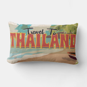 Thailand Travel poster Lumbar Pillow