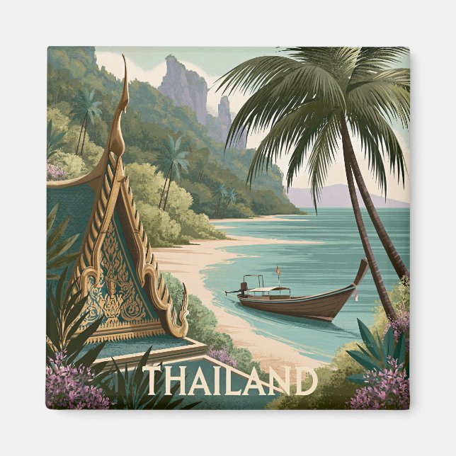 Thailand Tropical Illustration Magnet (Front)
