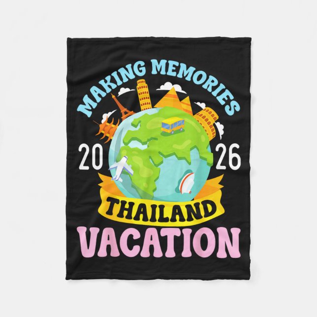 Thailand Vacation 2026 Travel Making Memories Fami Fleece Blanket (Front)