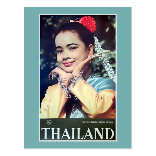 Thailand | Vintage Thai Lady Travel Poster Postcard