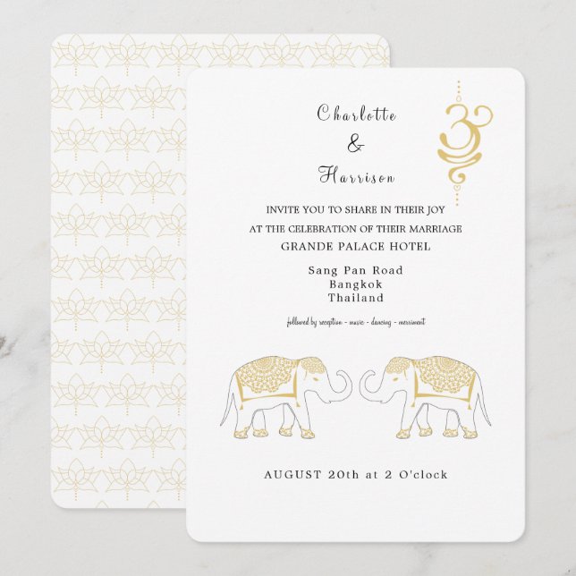 Thailand Wedding Destination Invitation (Front/Back)