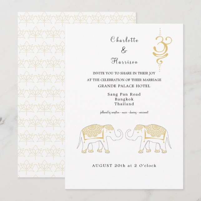 Thailand Wedding Destination Invitation (Front/Back)
