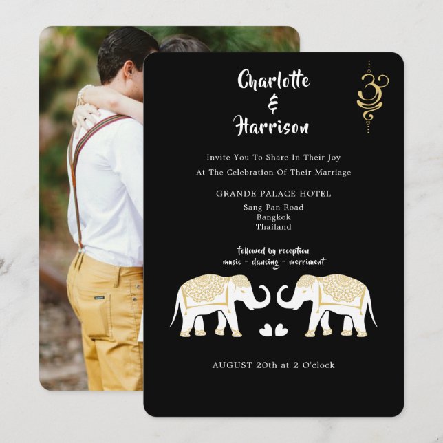 Thailand Wedding Destination Photo Invitation (Front/Back)