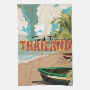 Thailand Wedding Travel poster Kitchen Towel
