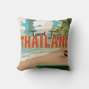 Thailand Wedding Travel poster Throw Pillow