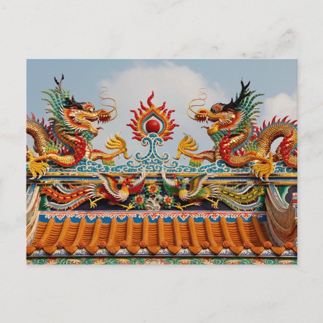 Thaïlande Bangkok carte avec deux dragons temple (Devant)