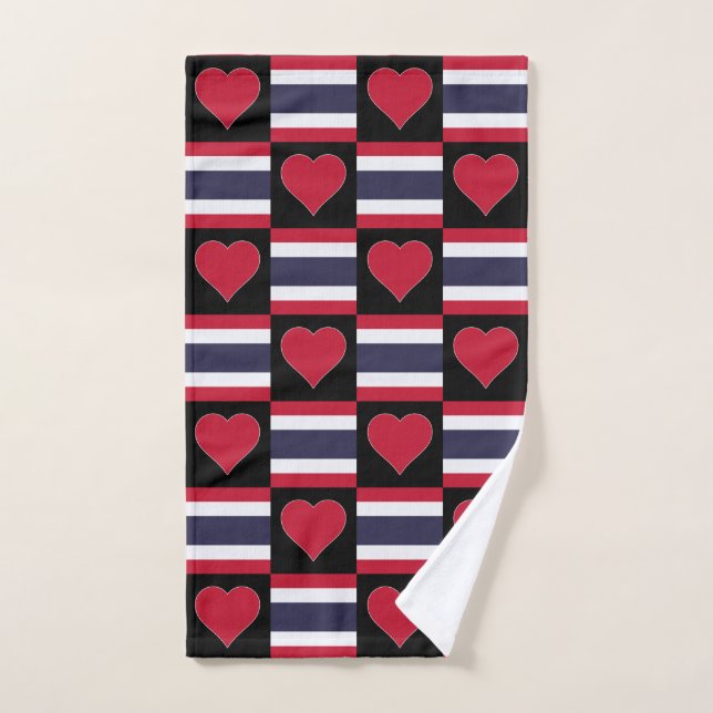 Thaïlande Coeur et drapeau Motif Fun Thai Pride (Serviette à main)