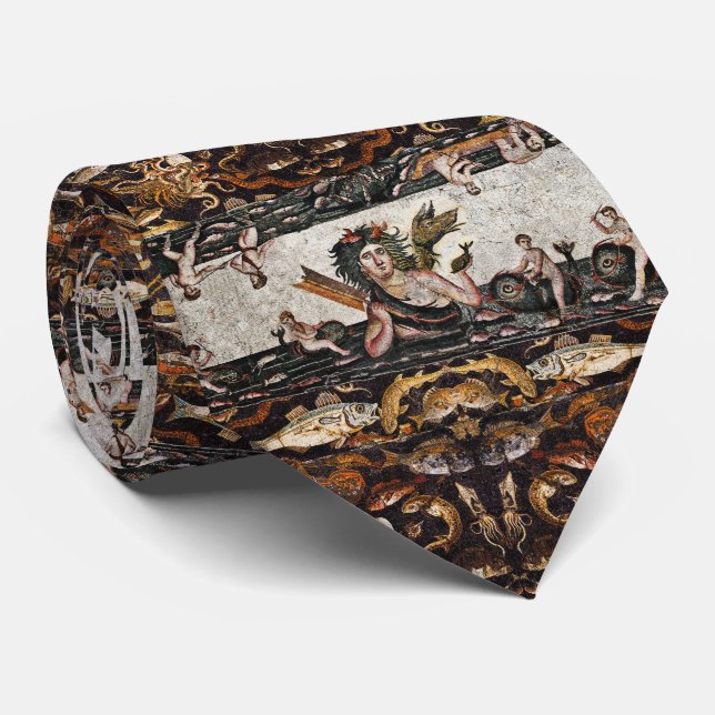THALASSA SEA GODDESS,SNAKE DRAGON ,DOLPHINS,FISHES TIE (Rolled)