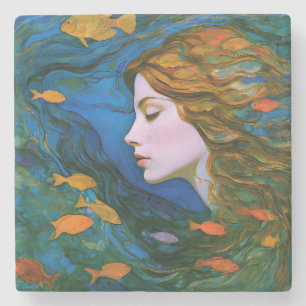 “Thalassa” - Women In Water Stone Coaster
