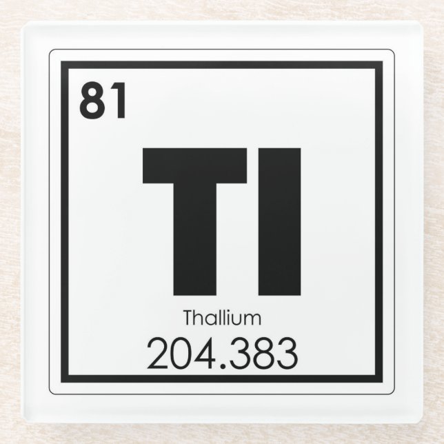 Thallium chemical element symbol chemistry formula glass coaster (Front)