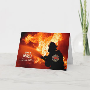 Thank a Fire Fighter Hero Fireman Blank Inside Card