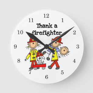 Thank a Firefighter T-shirts and Gifts Round Clock