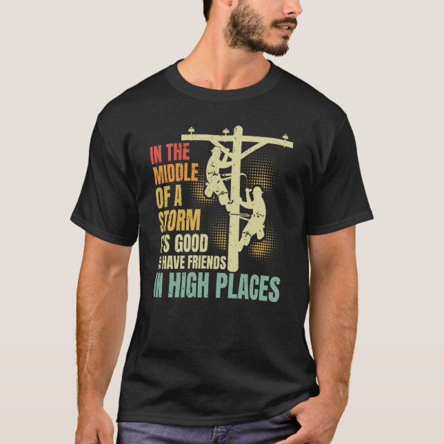 Thank A Lineman Quote Electrical Lineman Electrici T-Shirt (Front)