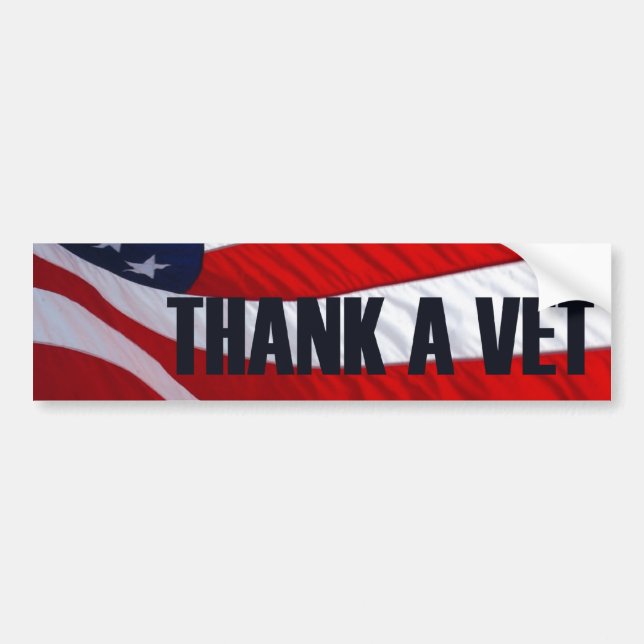 Thank a Vet American Flag Bumper Sticker (Front)