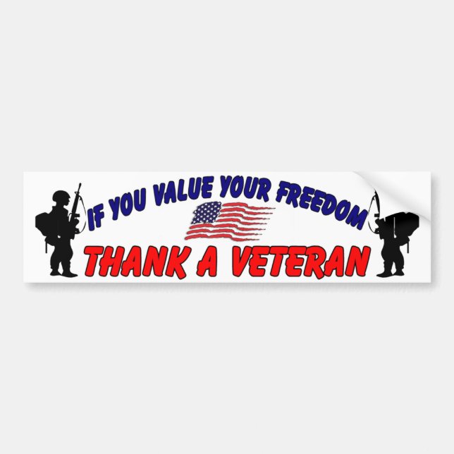 Thank a Veteran Bumper Sticker (Front)