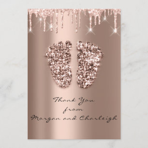 Thank Ashley1 Baby Shower Feet Rose Drips Boy Girl Invitation