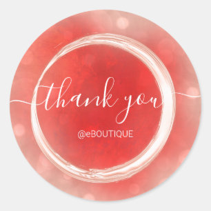 Thank Boutique Shop Business Name Rose Red Classic Round Sticker