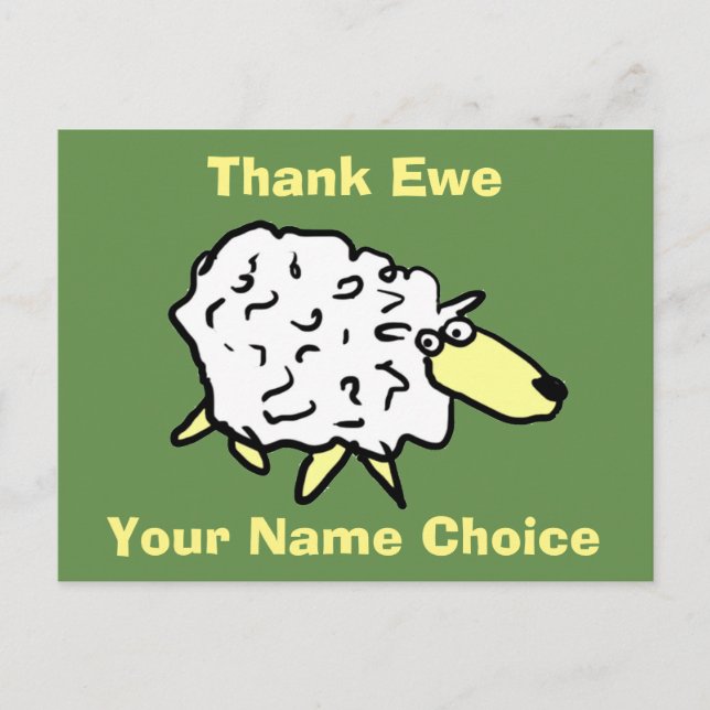 Thank Ewe Fun Sheep Design Postcard (Front)