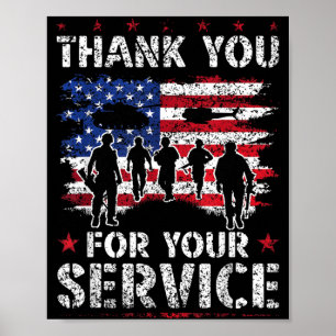 Thank For Service Veteran Military Memorial Day Poster