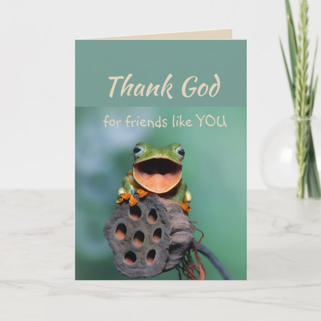 Thank God for Friends like you Fun Frog Card (Front)