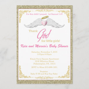 Thank God for Little Angels Baby Shower Invitation