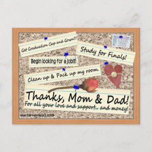 Thank Graduate Parents   Blue Beach Song™ Postcard