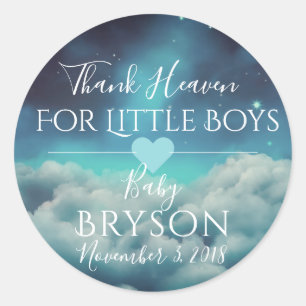 Thank Heaven for Little Boys Clouds & Starry Sky Classic Round Sticker