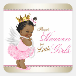 Thank Heaven For Little Girls Ethnic Baby Shower Square Sticker