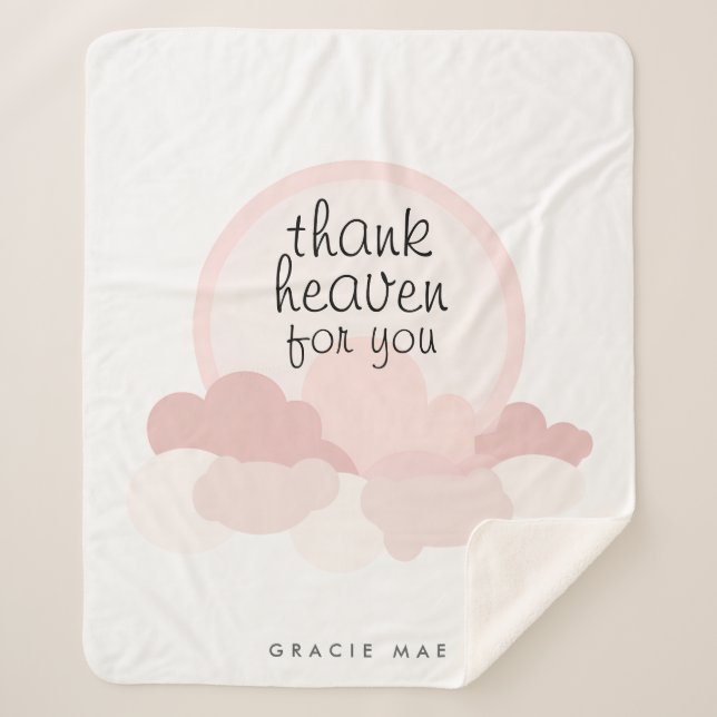 Thank Heaven for You | Pink and Neutral Clouds Sherpa Blanket (Front)