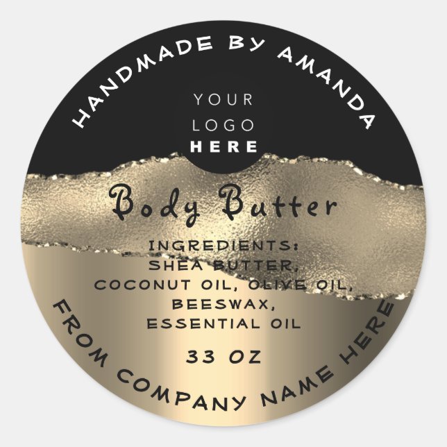 Thank Logo Handmade Cosmetic Gold Body Butter Classic Round Sticker (Front)