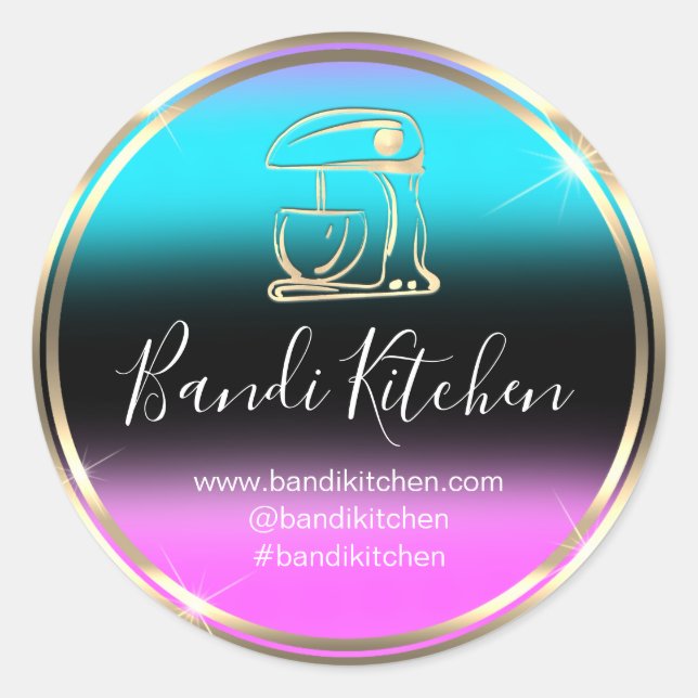 Thank Logo Kitchen Cooking Chef Black Pink Shop   Classic Round Sticker (Front)