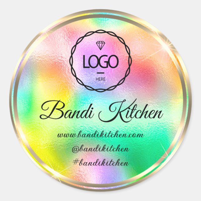 Thank Logo Kitchen Cooking Chef Online Shop Gold Classic Round Sticker (Front)