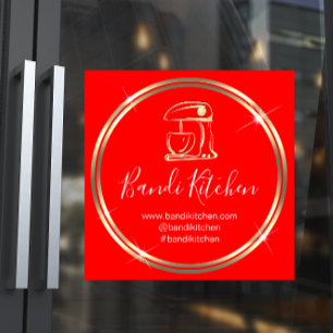 Thank Logo Kitchen Cooking Chef Red Online Shop Classic Round Sticker
