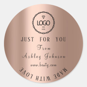 Thank Logo Made With Love Minimalism Rose  Classic Round Sticker