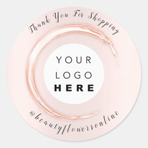 Thank Logo Rose Pink Small Business Online Classic Round Sticker