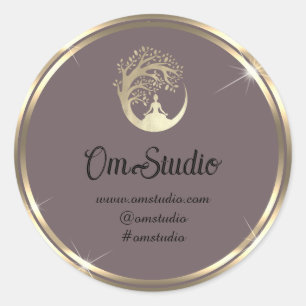 Thank Logo Yoga Mindfulness Online Shop Gold Smoky Classic Round Sticker