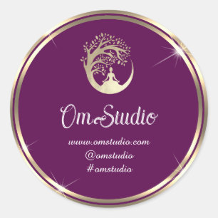 Thank Logo Yoga Mindfulness Shop Gold Pink Classic Round Sticker