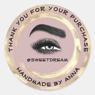 Thank Makeup Artist Lash Cleaner Logo Gold Purple Classic Round Sticker
